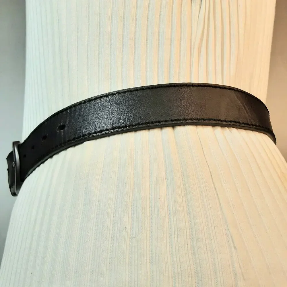 💎Levis Reversible Faux Pebbled Leather Belt Size M 26-28 Heavy Metal Hardware
